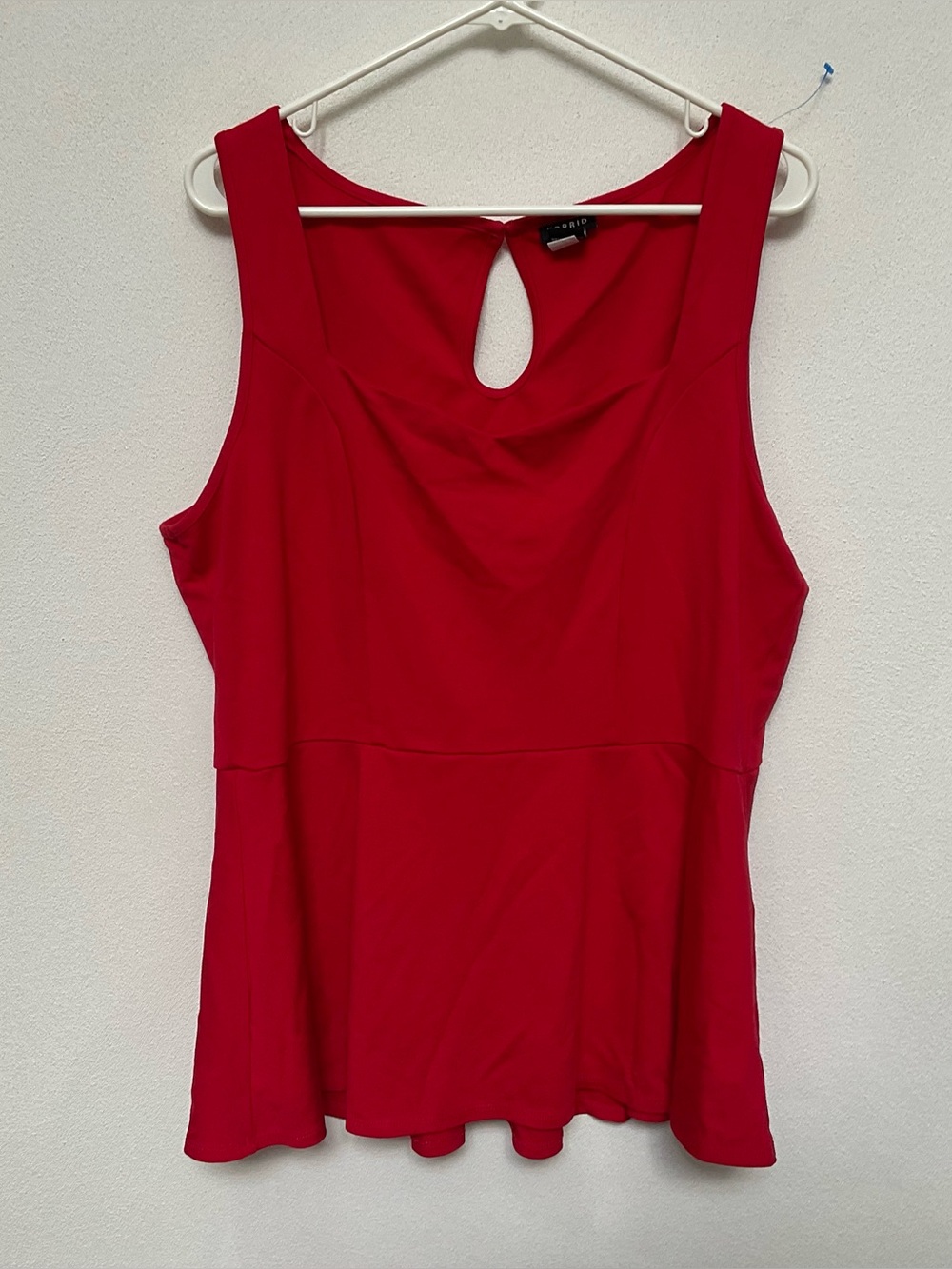 Torrid Ponte Square Neck Red Peplum Tank Top Size 2X Keyhole Back